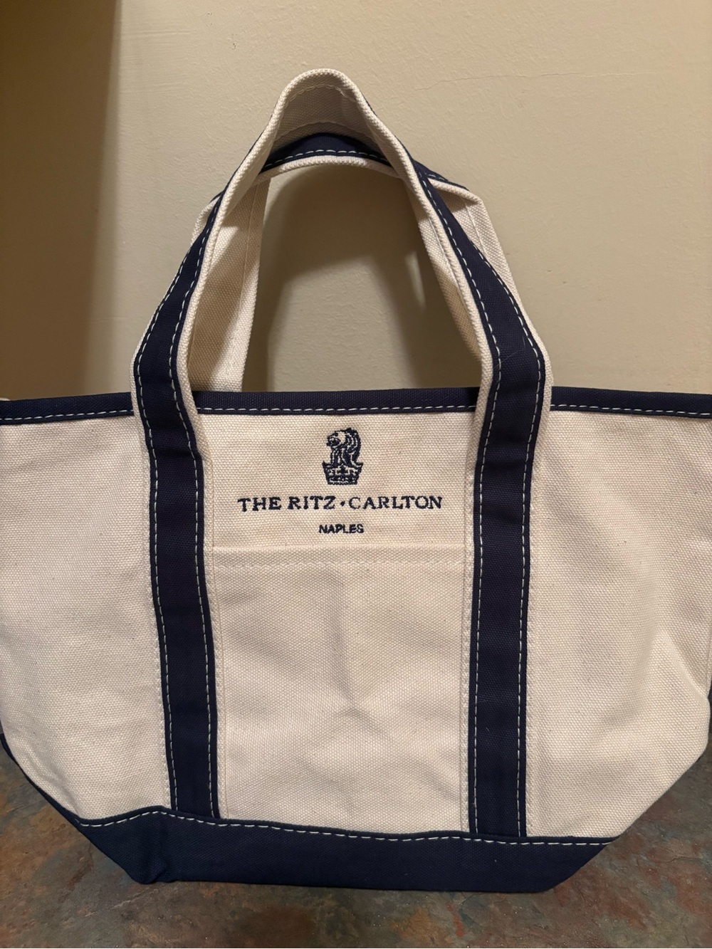 The Ritz-Carlton Naples Canvas Tote in Navy and Cream